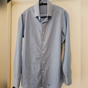 State and Liberty Athletic Dress Shirt Blue micro-check size Small